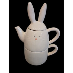 Transpac Stacked Bunny Teapot & Mug Set Brand New Easter Collectible (C47)